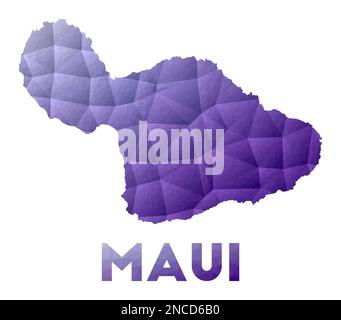 Carte de Maui. Illustration poly basse de l'îlot. Motif géométrique violet. Illustration de vecteur polygonal. Illustration de Vecteur