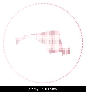 Badge numérique du Maryland. Carte de style pointillé du Maryland en cercle. Icône Tech de l'état américain avec des points dégradés. Illustration vectorielle vibrante. Illustration de Vecteur