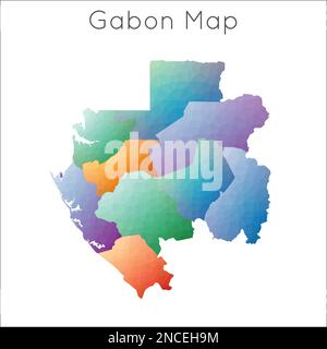 Carte poly basse du Gabon. Gabon polygonal géométrique, carte de style mosaïque. Illustration de Vecteur