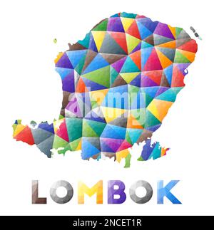 Lombok - petite île colorée en polype. Triangles géométriques multicolores. Design moderne et tendance. Illustration vectorielle. Illustration de Vecteur