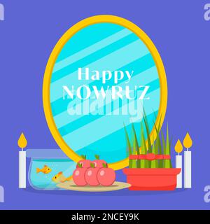 happy nowruz dans une illustration de style plat Illustration de Vecteur