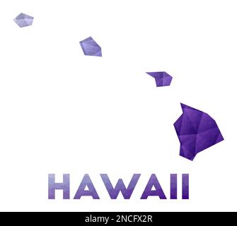 Carte d'Hawaï. Faible illustration poly de l'état US. Motif géométrique violet. Illustration de vecteur polygonal. Illustration de Vecteur