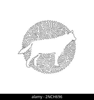 Dessin continu de lignes courbes de loup sauvage art abstrait Illustration d'un loup féroce à vecteur de trait modifiable sur une seule ligne Illustration de Vecteur