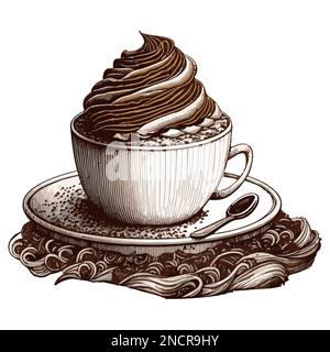 Illustration d'un vecteur de crème glacée avec une boisson à base de café Illustration de Vecteur