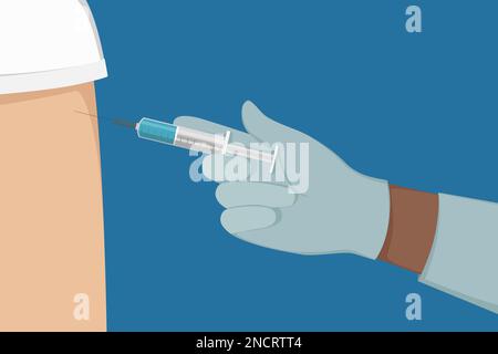 Processus de vaccination. Style de dessin animé. Illustration vectorielle. Illustration de Vecteur