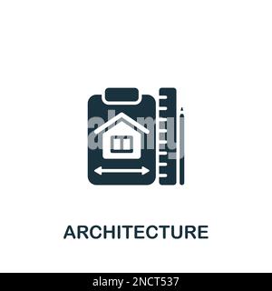 Icône Architecture. Panneau monochrome simple de la collection d'ingénierie. Icône de l'architecture pour le logo, les modèles, la conception Web et les infographies. Illustration de Vecteur