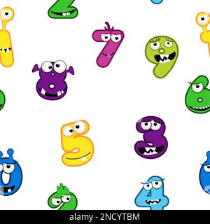 Motif sans coutures avec chiffres MONSTRES Illustration de Vecteur