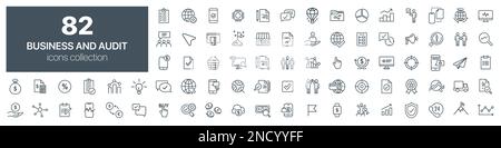Collection d'icônes d'entreprise et de ligne d'audit. Illustration vectorielle eps10 Illustration de Vecteur