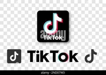 Icône du logo Tik tok avec ombre et inscription originale Illustration de Vecteur