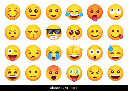 Ensemble d'icônes émoticônes sourires. Ensemble cartoon emoji. Ensemble d'émoticônes vectorielles Illustration de Vecteur