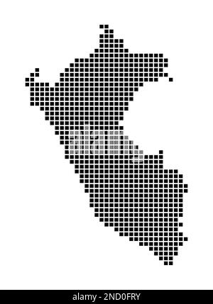 Carte du Pérou. Carte du Pérou en pointillé. Frontières du pays remplies de rectangles pour votre dessin. Illustration vectorielle. Illustration de Vecteur