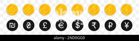 Icône du jeu de pièces d'or les plus utilisées Illustration de Vecteur