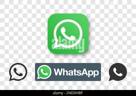 Logo WhatsApp avec ombre et inscription originale Illustration de Vecteur