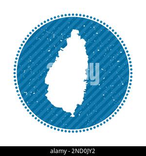 Autocollant de voyage rétro rayé Sainte-Lucie. Badge avec carte de l'île, illustration vectorielle. Illustration de Vecteur