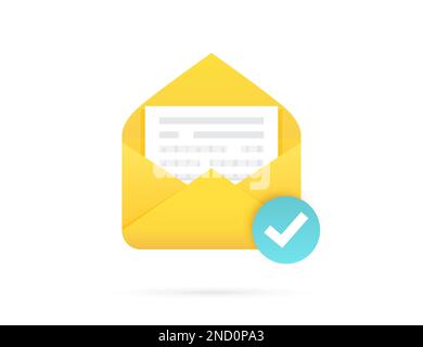 Envoyer l'enveloppe avec le document et cocher l'icône. Illustration vectorielle Illustration de Vecteur