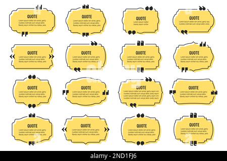 Grand jeu de texte de citation étiquettes vintage cadres dans un design plat. Collecte de la zone de texte du devis Illustration de Vecteur