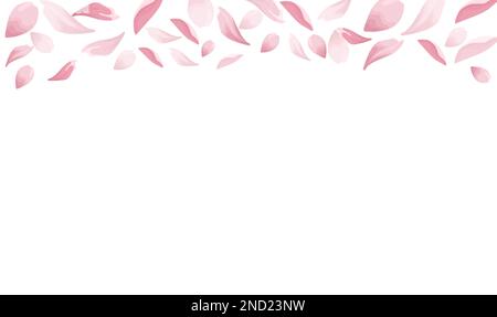 Bordure printanière avec Sakura, pétales de cerisiers en fleurs. Illustration de Vecteur