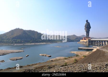 Statue de l'unité vue aérienne prise à Narmada, Gujarat en Inde Banque D'Images
