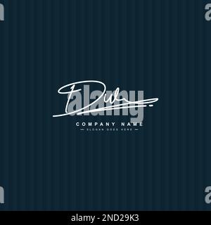 Logo de signature manuscrite DW - modèle de logo vectoriel pour les secteurs de la beauté, de la mode et de la photographie Illustration de Vecteur