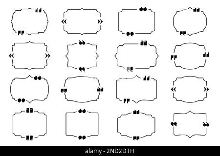 Grand jeu de texte de citation étiquettes vintage cadres dans un design plat. Collecte de la zone de texte du devis Illustration de Vecteur