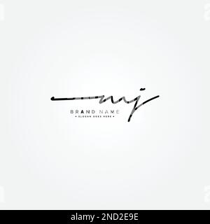 Logo Signature simple pour Alphabet MJ - Signature manuscrite pour la photographie et la mode Illustration de Vecteur