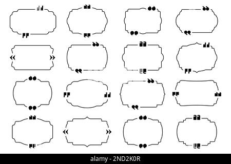 Grand jeu de texte de citation étiquettes vintage cadres dans un design plat. Collecte de la zone de texte du devis Illustration de Vecteur