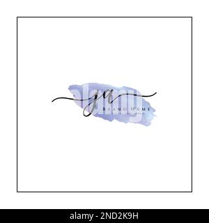 JA logo initial dans le style Signature pour la photographie et la mode d'affaires - Watercolor Signature logo Vector Illustration de Vecteur