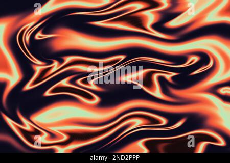 Arrière-plan d'infiltration de liquide d'incendie. Arrière-plan abstrait dégradé ondulé chromé irisé, texture holographique du feu, surface liquide, ondulations, réflexion Banque D'Images