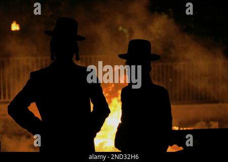 Juif religieux célébrant le Lag baOmer vacances à Jérusalem, Israël. Banque D'Images