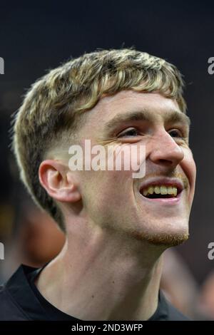 Milan, Italie. 14th févr. 2023. Alexis Saelemaekers de l'AC Milan vu lors du match de l'UEFA Champions League entre l'AC Milan et Tottenham Hotspur à San Siro à Milan. (Crédit photo : Gonzales photo/Alamy Live News Banque D'Images