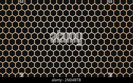 Motif abstrait hexagonal foncé sur fond jaune or style technologique. Bannière web futuriste moderne de forme géométrique Illustration de Vecteur