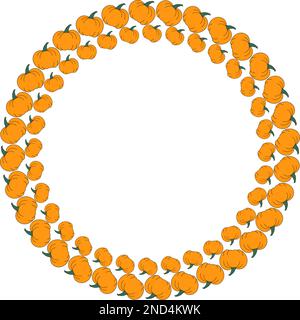 Cadre d'Halloween et d'action de grâce, dessin dans deux anneaux de citrouille sur fond transparent Illustration de Vecteur