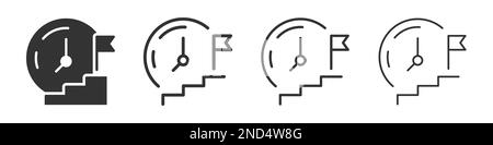 Collection d'icônes de temps des escaliers dans deux styles différents et différents traits. Illustration vectorielle EPS10 Illustration de Vecteur