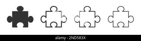 Collection d'icônes de puzzle dans deux styles différents et différents traits. Illustration vectorielle EPS10 Illustration de Vecteur