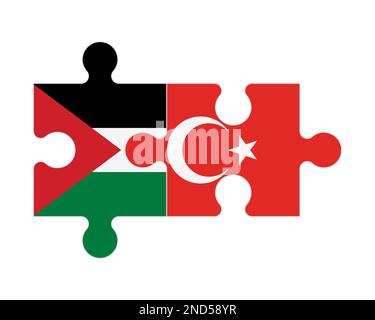 Puzzle connecté des drapeaux de la Palestine et de la Turquie, vecteur Illustration de Vecteur