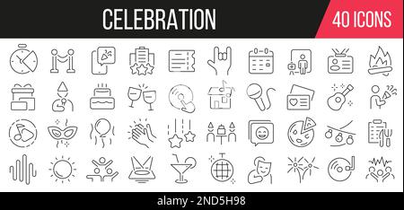 Collection Celebration Line Icons. Ensemble d'icônes simples. Illustration vectorielle Illustration de Vecteur