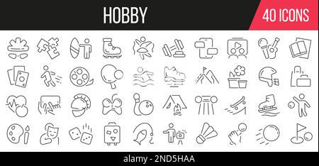 Collection d'icônes de la gamme Hobby. Ensemble d'icônes simples. Illustration vectorielle Illustration de Vecteur