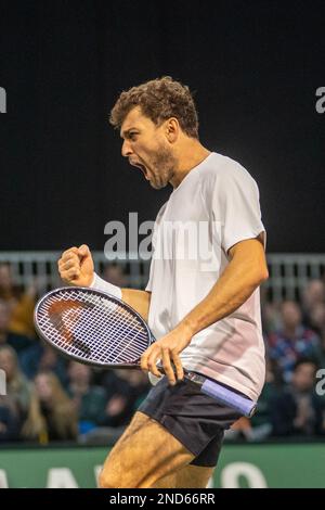 ROTTERDAM, PAYS-BAS - FÉVRIER 12 : Aslan Caratsev en action lors de la qualification du tournoi de tennis mondial ABN AMRO 50th 2023 à Ahoy on 12 février 2023 à Rotterdam, pays-Bas (photo de Henk Seppen/Orange Pictures) Banque D'Images