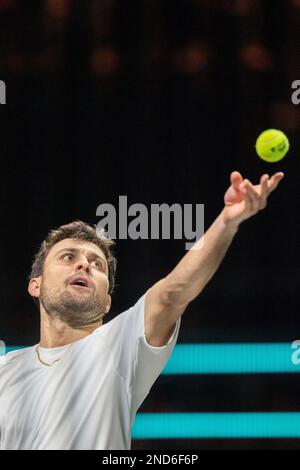 ROTTERDAM, PAYS-BAS - FÉVRIER 13 : Aslan Caratsev en action pendant le tournoi de tennis mondial ABN AMRO 50th 2023 à Ahoy on 13 février 2023 à Rotterdam, pays-Bas (photo de Henk Seppen/Orange Pictures) Banque D'Images