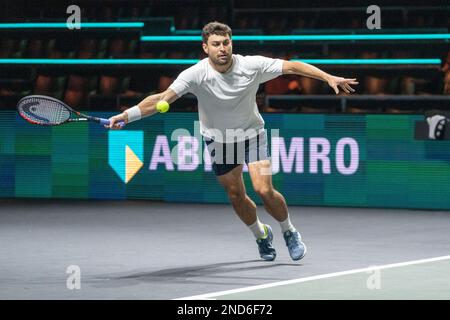 ROTTERDAM, PAYS-BAS - FÉVRIER 13 : Aslan Caratsev en action pendant le tournoi de tennis mondial ABN AMRO 50th 2023 à Ahoy on 13 février 2023 à Rotterdam, pays-Bas (photo de Henk Seppen/Orange Pictures) Banque D'Images