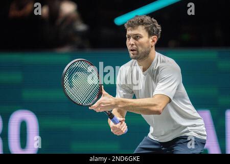 ROTTERDAM, PAYS-BAS - FÉVRIER 13 : Aslan Caratsev en action pendant le tournoi de tennis mondial ABN AMRO 50th 2023 à Ahoy on 13 février 2023 à Rotterdam, pays-Bas (photo de Henk Seppen/Orange Pictures) Banque D'Images