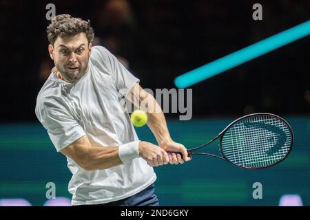 ROTTERDAM, PAYS-BAS - FÉVRIER 13 : Aslan Caratsev en action pendant le tournoi de tennis mondial ABN AMRO 50th 2023 à Ahoy on 13 février 2023 à Rotterdam, pays-Bas (photo de Henk Seppen/Orange Pictures) Banque D'Images