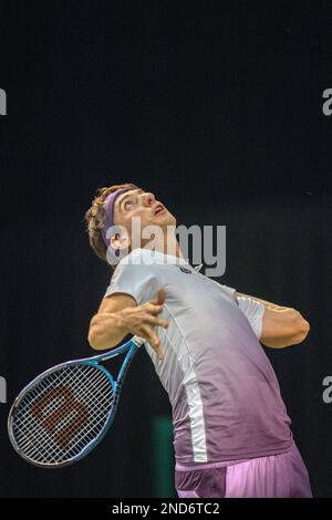 ROTTERDAM, PAYS-BAS - FÉVRIER 14 : Marc-Andrea Huesler de Suisse en action pendant le tournoi de tennis mondial ABN AMRO 50th 2023 à Ahoy on 14 février 2023 à Rotterdam, pays-Bas (photo de Henk Seppen/Orange Pictures) Banque D'Images