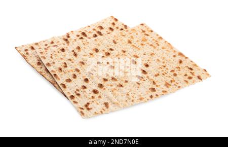 Matzos de Pâque isolé sur blanc. Fête de Pesach Banque D'Images