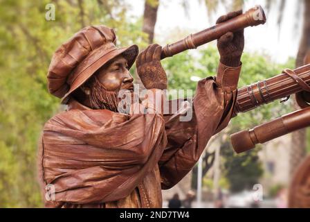 Galileo 'statues vivantes dans la Rambla' Barcelone, Espagne Banque D'Images