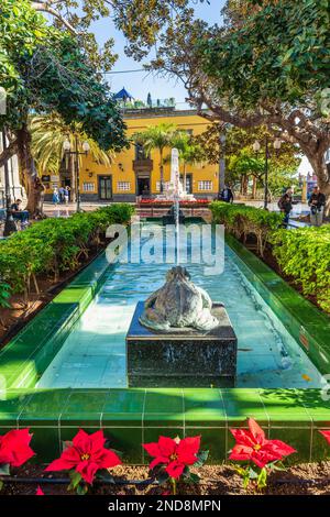 Las Palmas, Espagne, 21 décembre 2022. Place et fontaine de Las Ranas à Las Palmas, Canarias, Espagne Banque D'Images