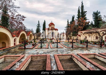 Monastère de Panagia à Markopoulos Oropou à Attica, Grèce. Banque D'Images