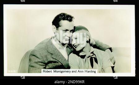 Portrait de Robert Montgomery et Ann Harding - carte à cigarettes vintage Banque D'Images