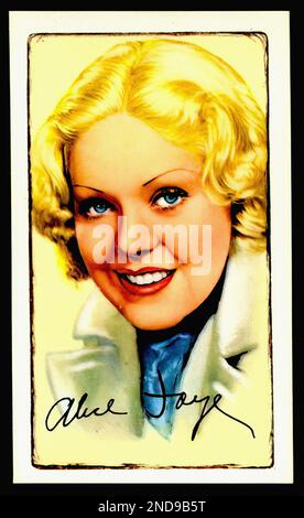 Portrait de l'actrice Alice Faye - carte à cigarettes vintage Banque D'Images