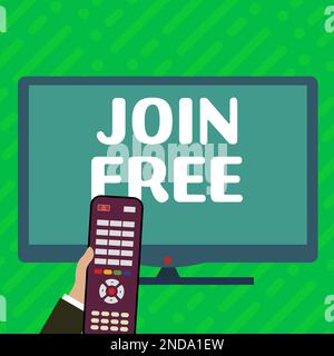 Écriture du texte affiché Join Free. Mot pour l'acte ou une instance de joindre un groupe ou une organisation Banque D'Images